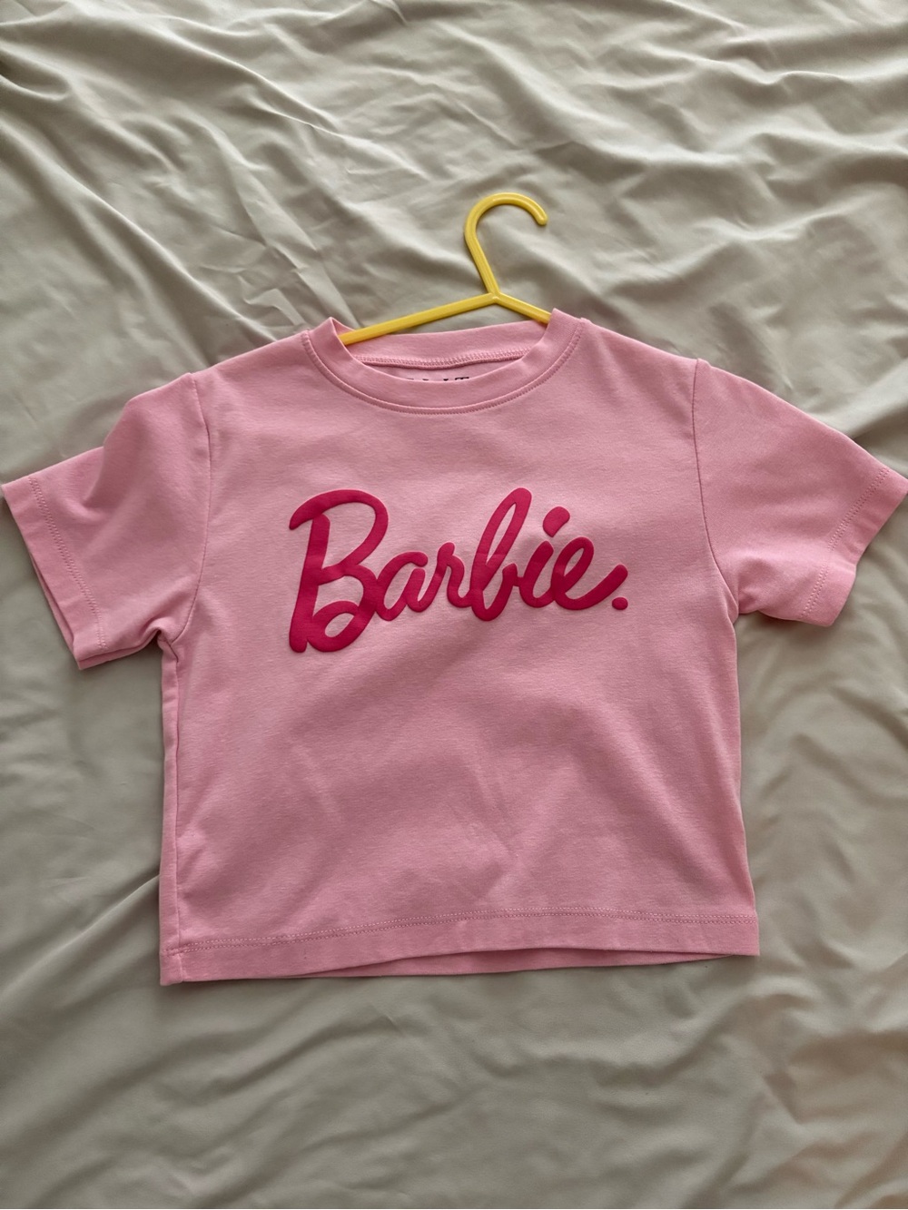 Barbie Pink Logo crop tee